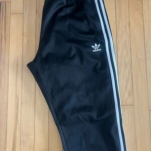 Adidas Men’s XL Black Joggers with White Stripes